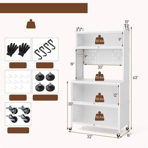 Costway White 5-Tier Kitchen Baker’s Rack