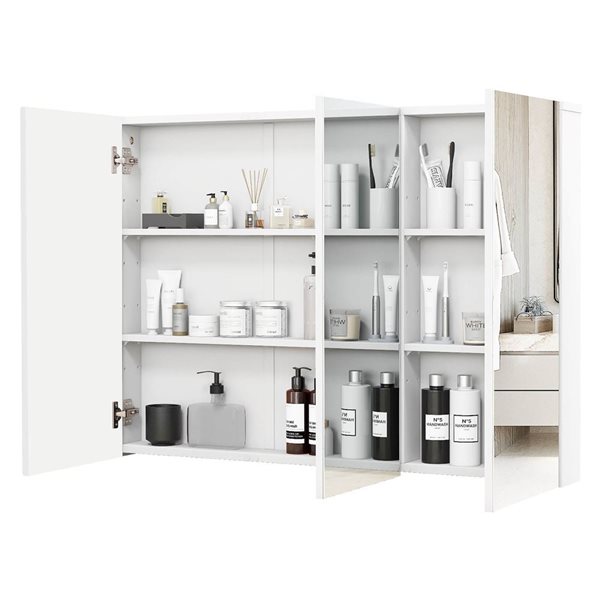 Costway 36-in Wide Wall Mount Bathroom Medicine Cabinet - White