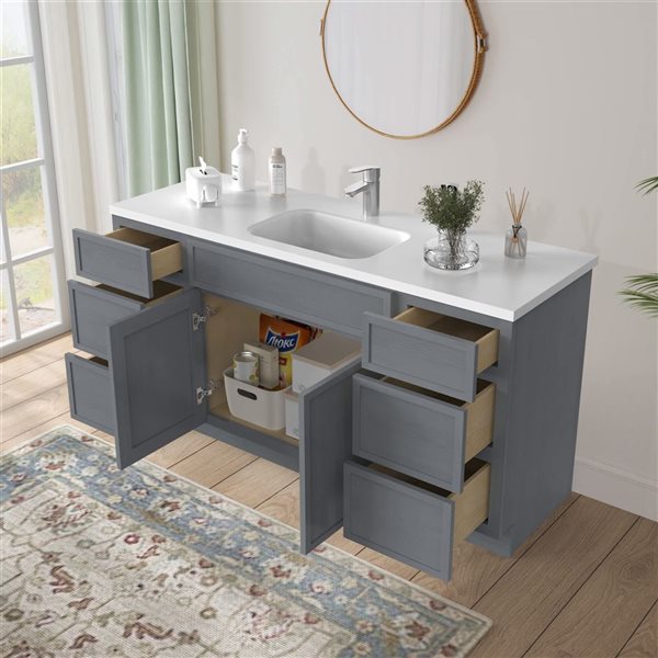 Vanity Art 69-in W x 21-in D x 32.5-in H Bathroom Vanity Cabinet w/o Top - Smoky Grey