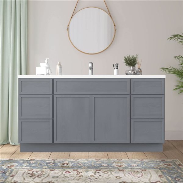 Vanity Art 69-in W x 21-in D x 32.5-in H Bathroom Vanity Cabinet w/o Top - Smoky Grey