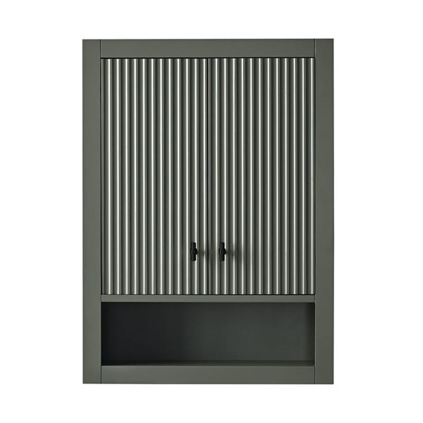 Vanity Art 24-in Medicine Cabinet - Linear Vintage Green w/ Matte Black Handles