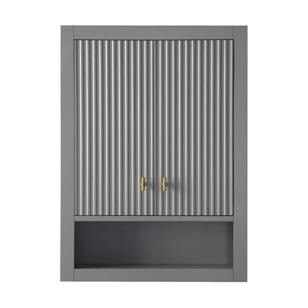 Vanity Art 24-in Medicine Cabinet - Linear Grey w/ Brushed Gold Handles