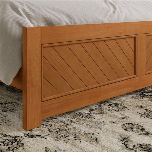 AFI Berkshire King Solid Wood Low Profile Platform Bed with Matching Footboard - Light Toffee