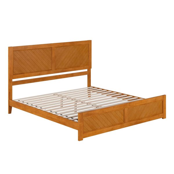 AFI Berkshire King Solid Wood Low Profile Platform Bed with Matching Footboard - Light Toffee