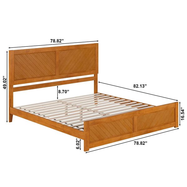 AFI Berkshire King Solid Wood Low Profile Platform Bed with Matching Footboard - Light Toffee