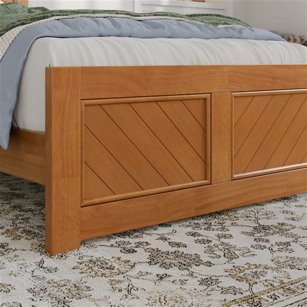 AFI Berkshire Full Solid Wood Low Profile Platform Bed with Matching Footboard - Light Toffee