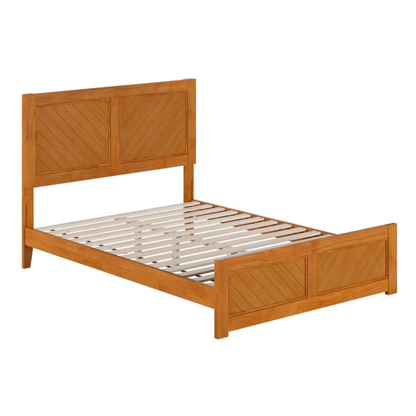 AFI Berkshire Full Solid Wood Low Profile Platform Bed with Matching Footboard - Light Toffee