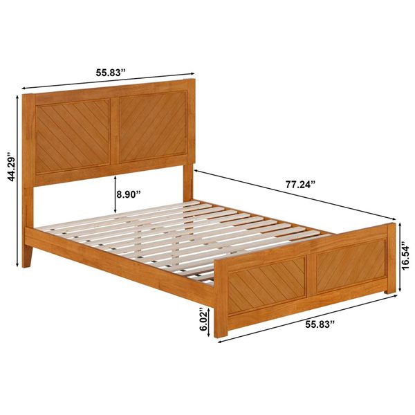 AFI Berkshire Full Solid Wood Low Profile Platform Bed with Matching Footboard - Light Toffee