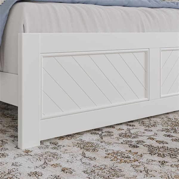 AFI Berkshire Full Solid Wood Low Profile Platform Bed with Matching Footboard - White