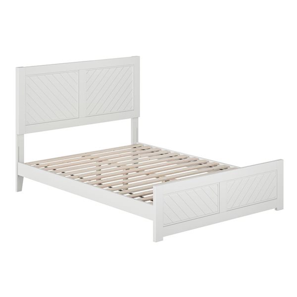 AFI Berkshire Full Solid Wood Low Profile Platform Bed with Matching Footboard - White