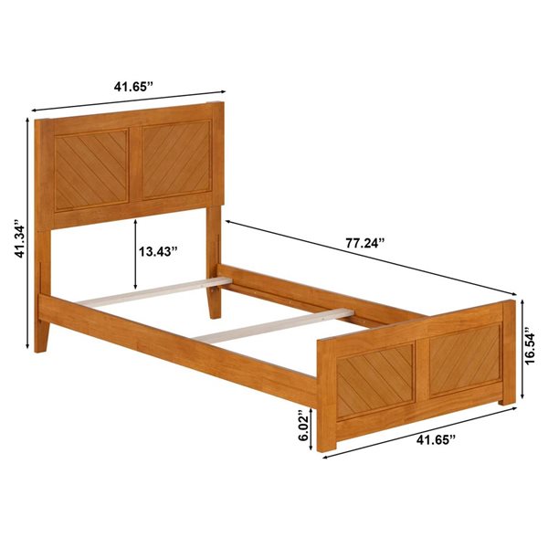AFI Canyon Twin Foundation Bed Frame with Matching Footboard - Light Toffee