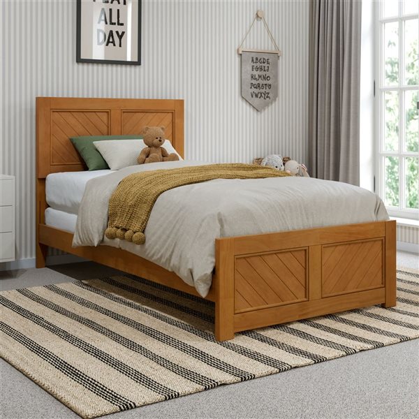 AFI Canyon Twin Foundation Bed Frame with Matching Footboard - Light Toffee