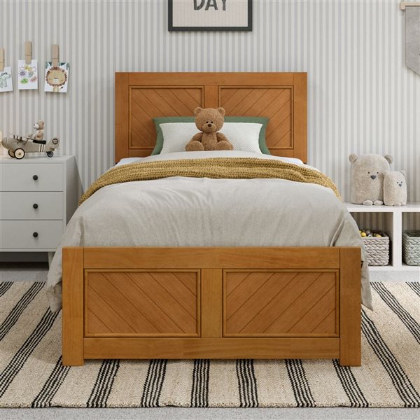 AFI Canyon Twin Foundation Bed Frame with Matching Footboard - Light Toffee