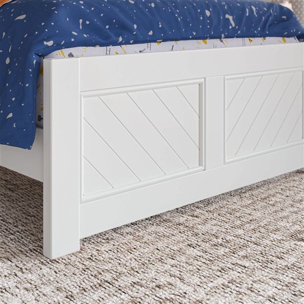 AFI Berkshire Twin Solid Wood Low Profile Platform Bed with Matching Footboard - White