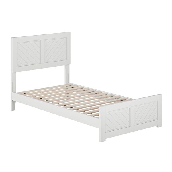 AFI Berkshire Twin Solid Wood Low Profile Platform Bed with Matching Footboard - White