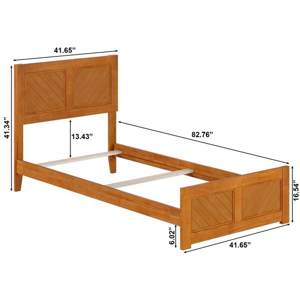 AFI Canyon Twin XL Foundation Bed Frame with Matching Footboard - Light Toffee