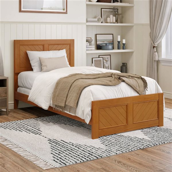 AFI Canyon Twin XL Foundation Bed Frame with Matching Footboard - Light Toffee