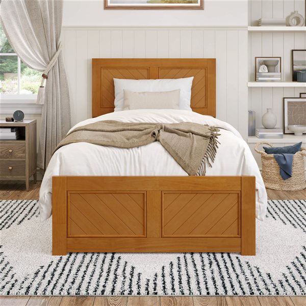 AFI Canyon Twin XL Foundation Bed Frame with Matching Footboard - Light Toffee