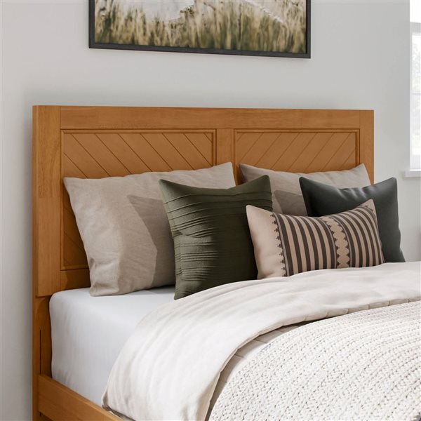 AFI Canyon Full Platform Bed with Matching Footboard and 2 Storage Drawers - Light Toffee