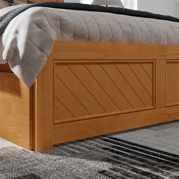 AFI Canyon Full Platform Bed with Matching Footboard and 2 Storage Drawers - Light Toffee