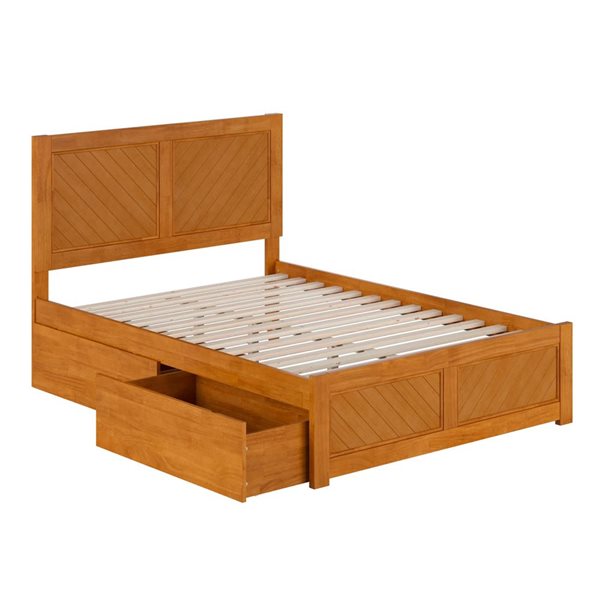 AFI Canyon Full Platform Bed with Matching Footboard and 2 Storage Drawers - Light Toffee