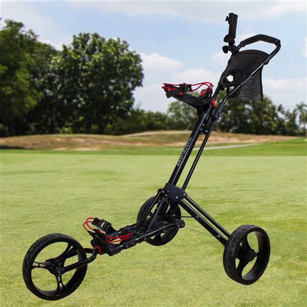 Northlight 48‑in Black Easy‑Folding 3‑Wheel Golf Bag Push Cart