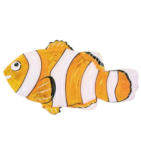Swimline 72‑in Orange and White <Clown Fish Inflatable Swimming Pool Raft