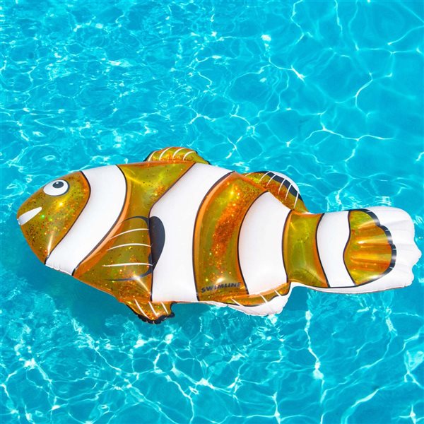 Swimline 72‑in Orange and White <Clown Fish Inflatable Swimming Pool Raft