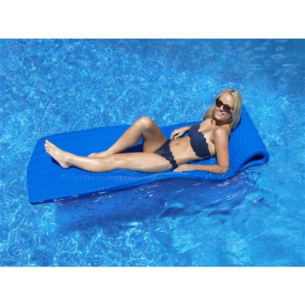 Swim Central 74‑in Blue Sofskin Rippled Blue Floating Swimming Pool Mattress