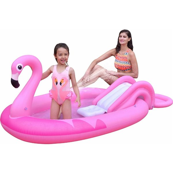 Pool Central 83‑in Inflatable Pink Flamingo Kiddie Pool with Sprayer