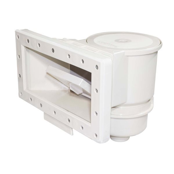 Swim Central 14.5‑in White HydroTools Wide‑Mouth Support Thru‑Wall Skimmer with Brace