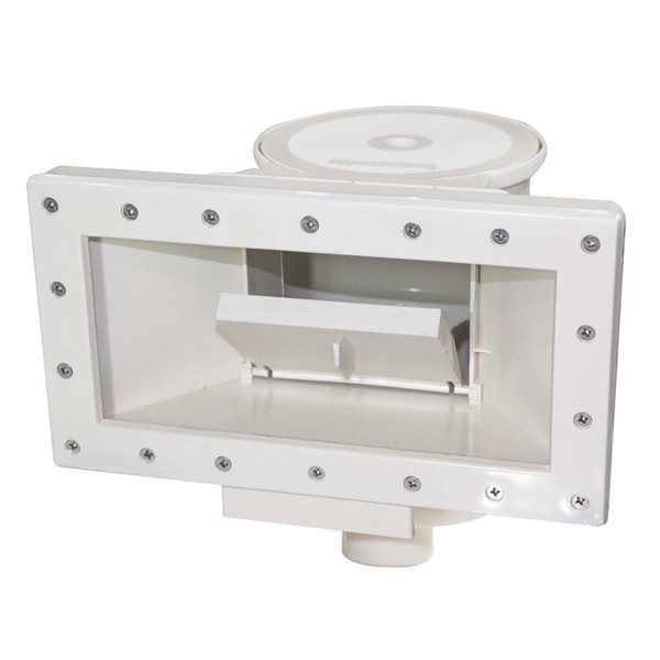 Swim Central 14.5‑in White HydroTools Wide‑Mouth Support Thru‑Wall Skimmer with Brace