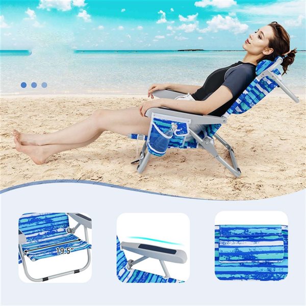 Costway 2-Pc Folding Lightweight Aluminum Camping Beach Chair with Storage Bag - Navy