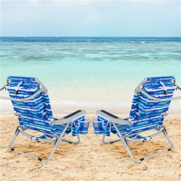 Costway 2-Pc Folding Lightweight Aluminum Camping Beach Chair with Storage Bag - Navy