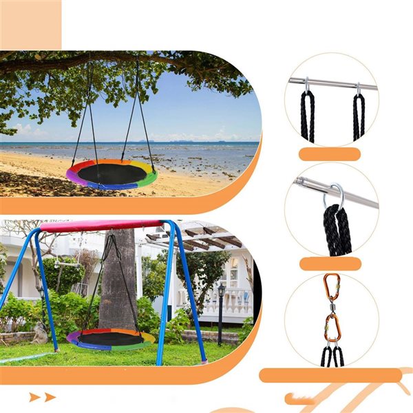 Costway 40-in Outdoor LED Lighted Saucer Tree Swing for Kids/Adults - Rainbow Colour