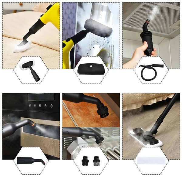 Costway 1400W Multipurpose Pressurized Steam Cleaner Mop Pieces Accessories - Yellow