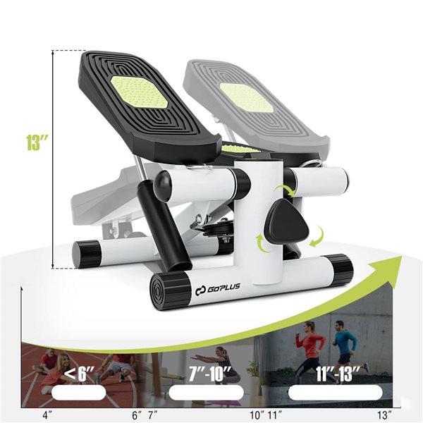 Costway Mini Step Home Exerciser with Resistance Bands and Adjustable Height - White