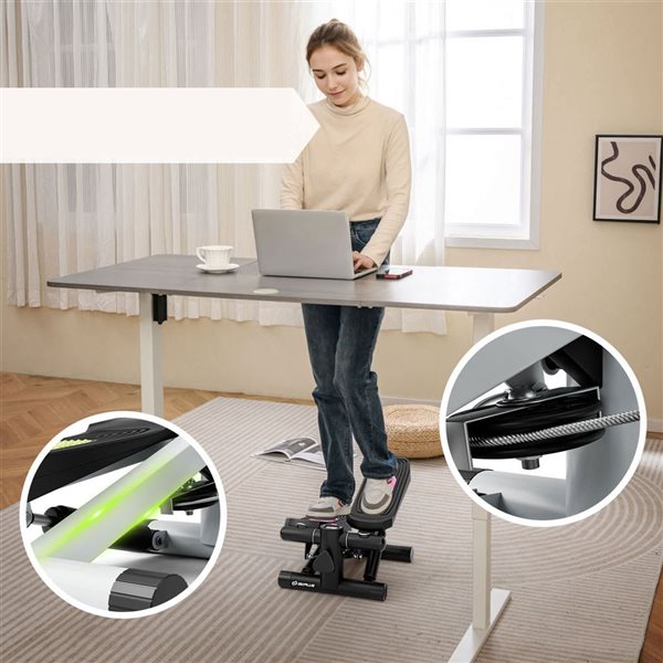 Costway Mini Step Home Exerciser with Resistance Bands and Adjustable Height - White