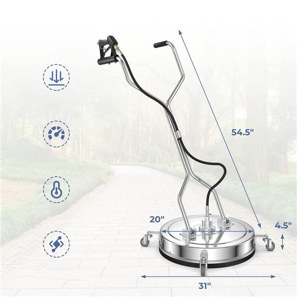 Costway 20-in Pressure Washer Surface Cleaner Stainless Steel Power Cleaner Attachment
