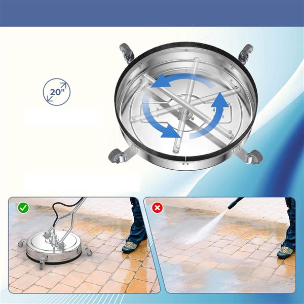Costway 20-in Pressure Washer Surface Cleaner Stainless Steel Power Cleaner Attachment
