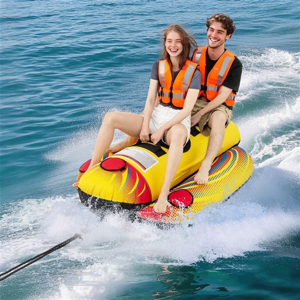 Costway 2 People Polyester Inflatable Banana Boat - Multicolour