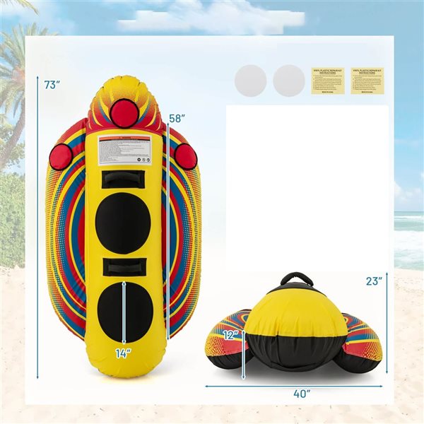 Costway 2 People Polyester Inflatable Banana Boat - Multicolour