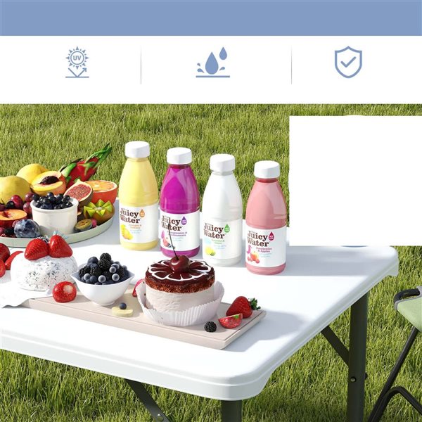 Costway 4-ft Portable Foldable Camping Table with HDPE Tabletop and Metal Legs for Party - White