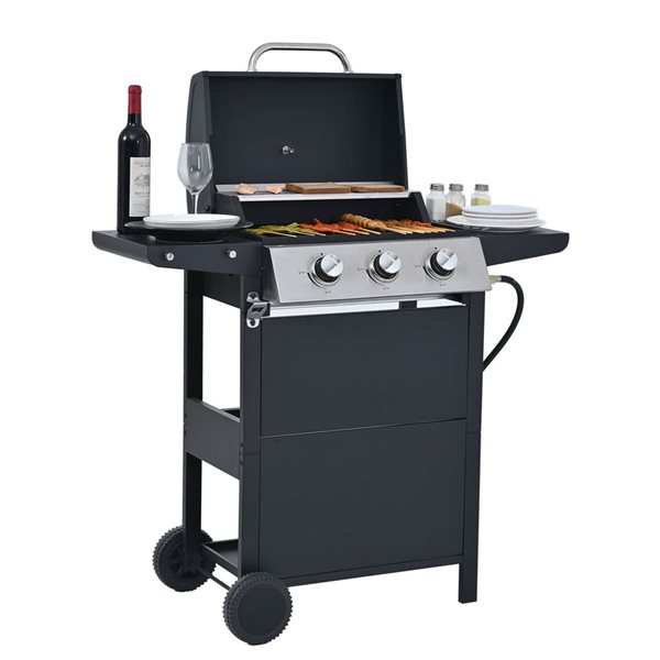 Clihome Silver and Black 3-Burner Propane Gas Grill