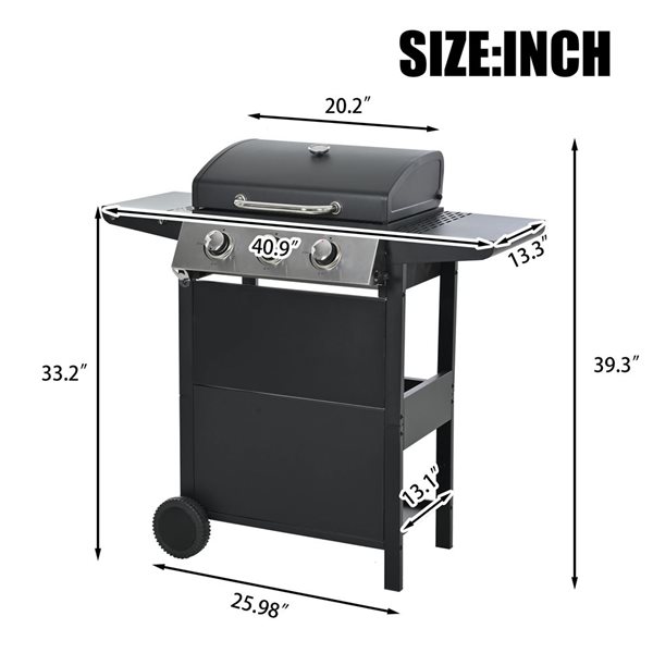Clihome Silver and Black 3-Burner Propane Gas Grill