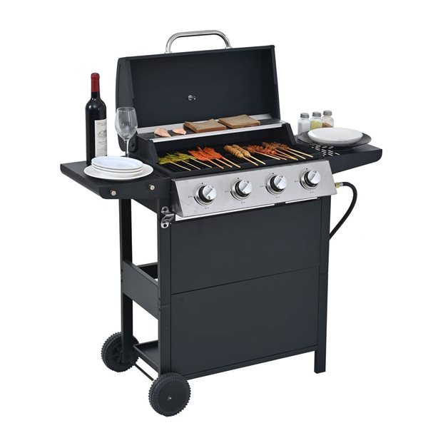 Clihome Silver and Black 4-Burner Propane Gas Grill
