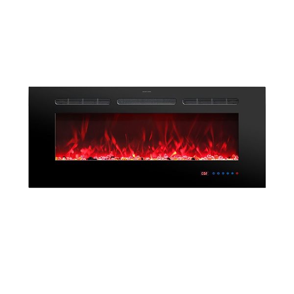 Clihome 42-in Black Fan-Forced Electric Fireplace