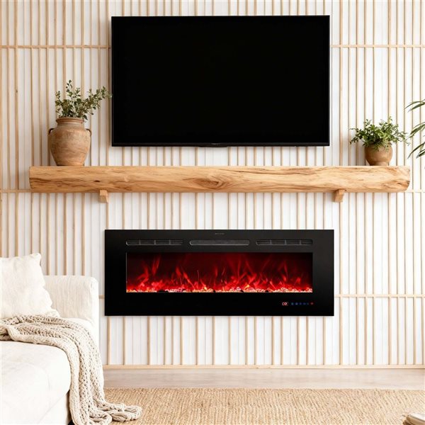 Clihome 50-in Black Electric Fireplace