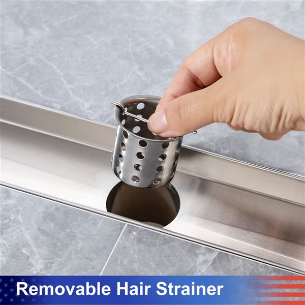 RAINLEX 24-in W Linear Grid Stainless Steel Shower Drain - Brushed Nickel