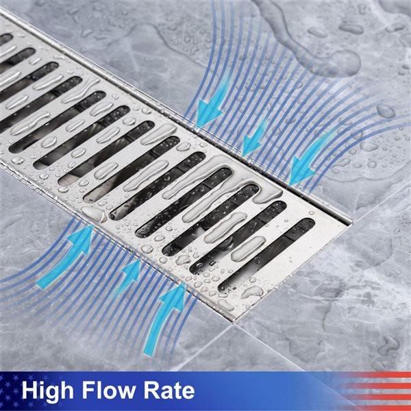 RAINLEX 24-in W Linear Grid Stainless Steel Shower Drain - Brushed Nickel
